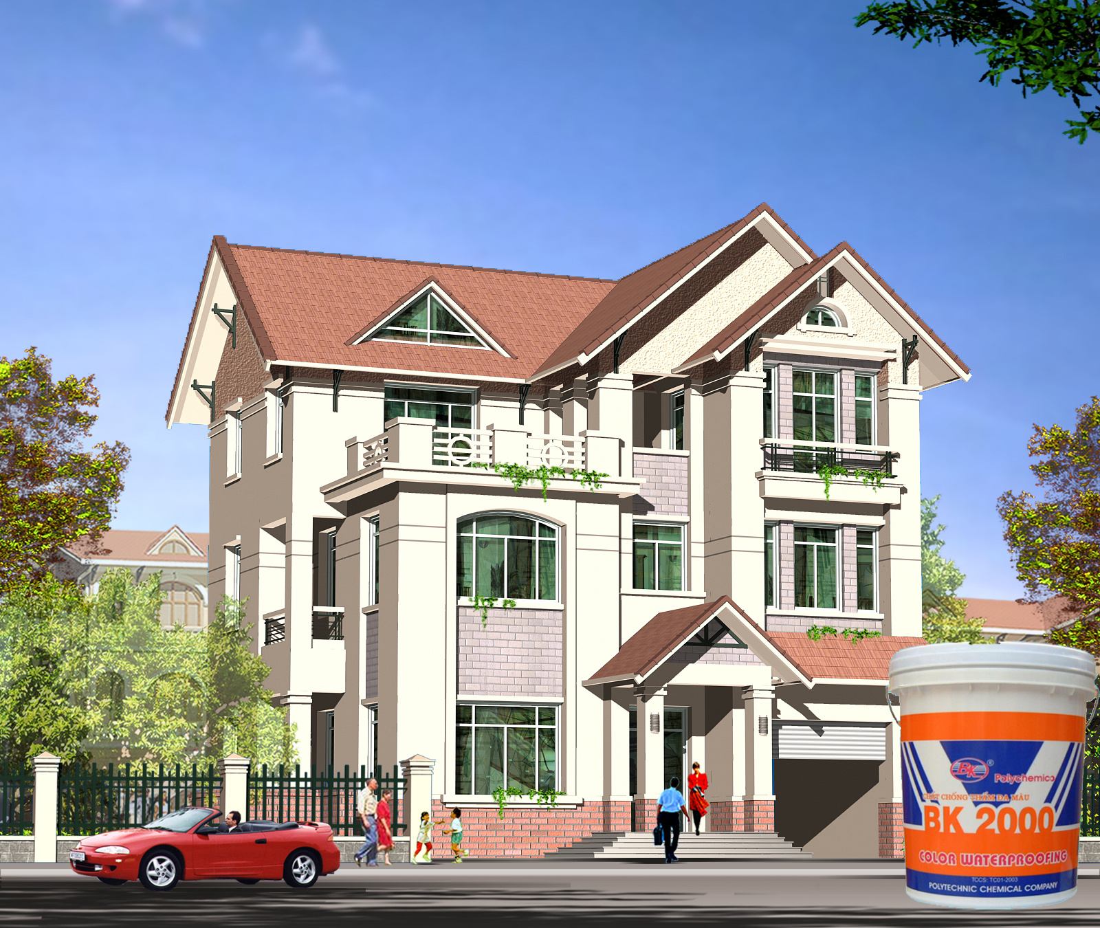 Chống Thấm Tường Ngoài Nhà Bằng Sơn BK2000